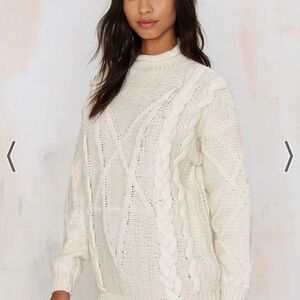 UNIF Cream Cable Knit Crew Neck Sweater